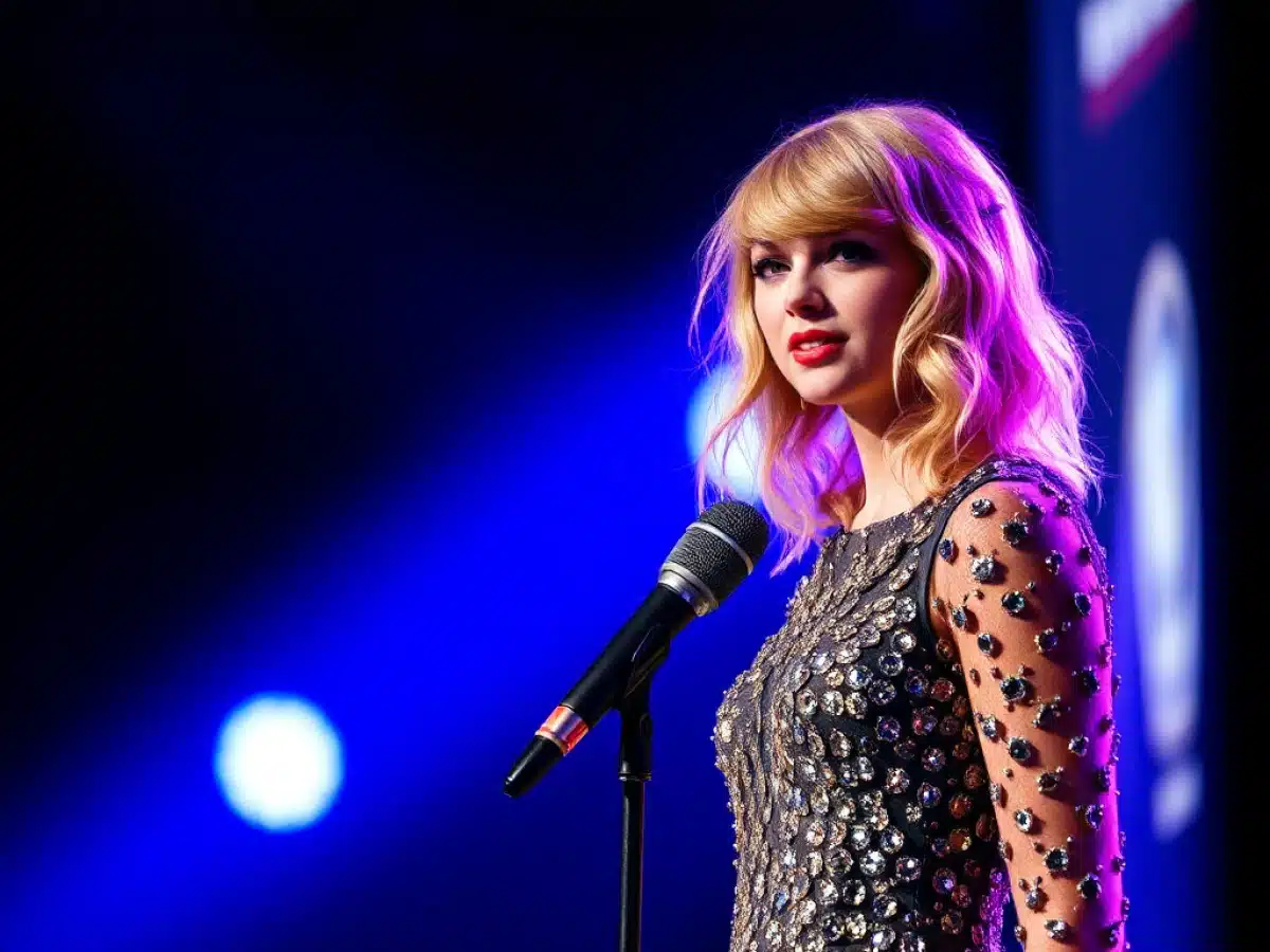 illustration of a marketing content calendar and taylor swift albums.