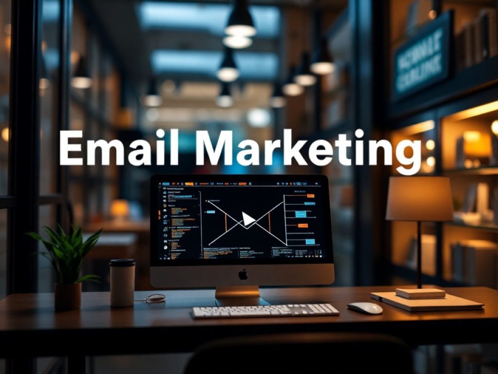 a hubspot-branded featured image graphic with a lilac background and burgundy-colored geometric shapes in the foreground, with the words “email marketing reporting” in the bottom right-hand corner and a pictogram graphic in the upper left-hand corner