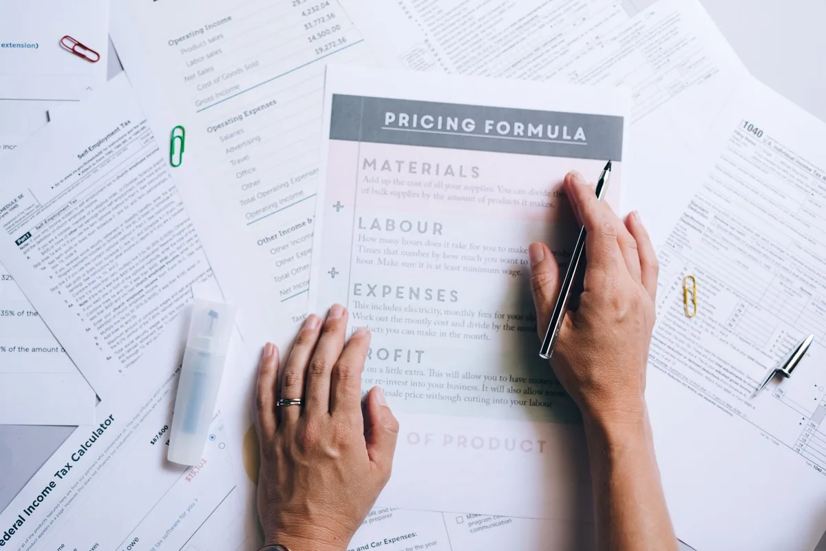 Business person reviewing pricing plans and budget allocation on laptop