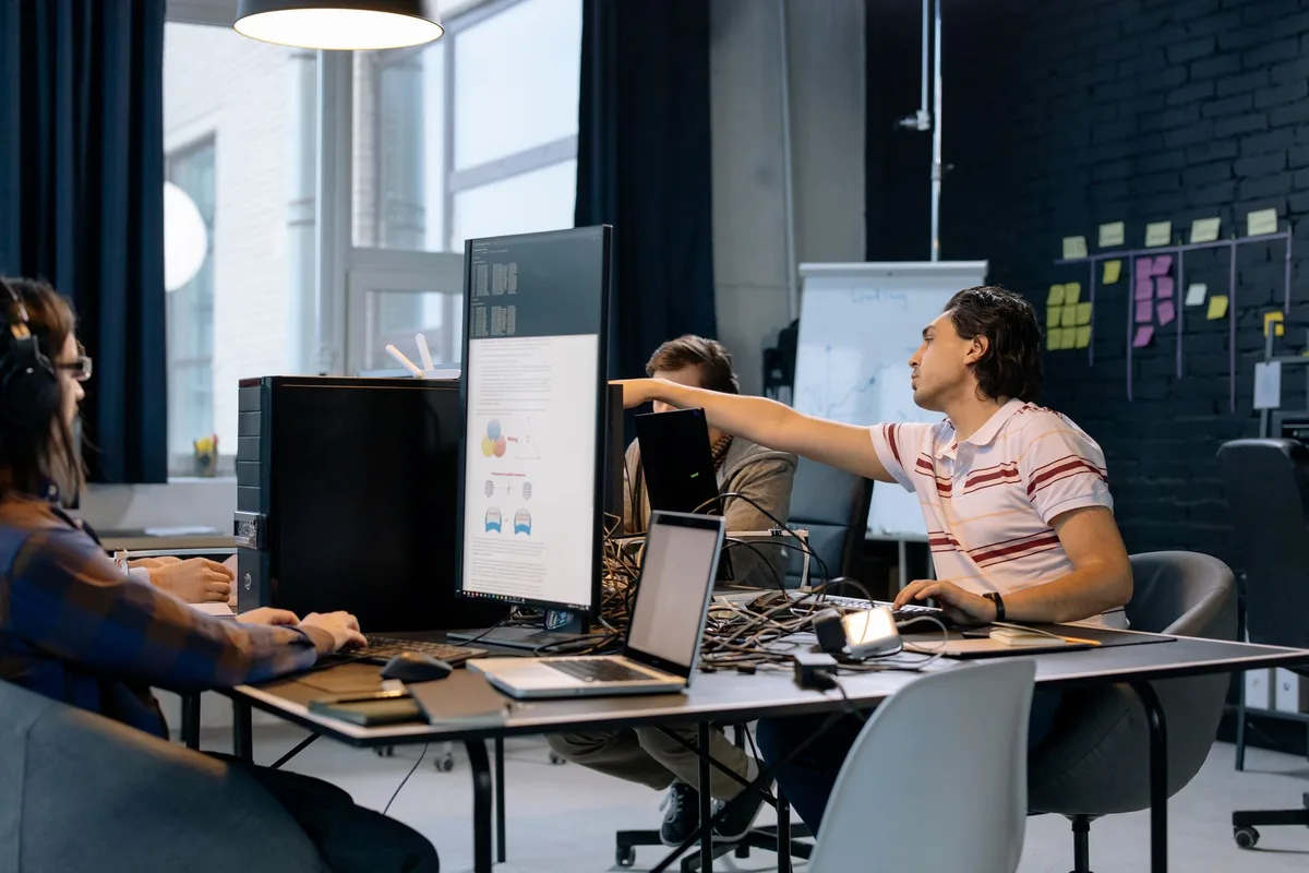 Business professionals comparing and selecting digital marketing tools and platforms