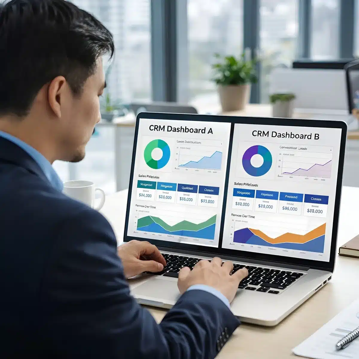 CRM dashboard showing conversion metrics and attribution paths